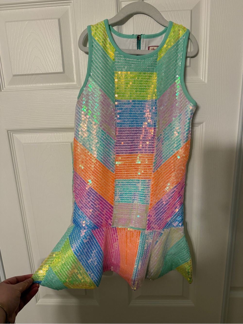 cheeky plum Multicolor Sequin One-Piece Dress in Pastel Panels